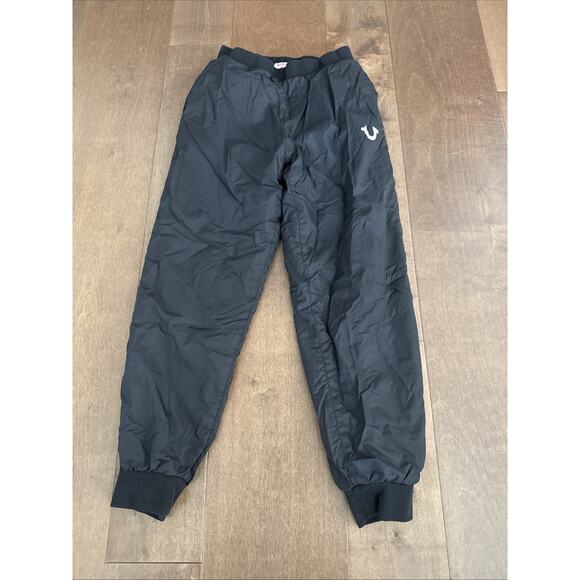 True Religion Youth Wind Jogger – Size S, Black, Logo Fleece-Lined Pants - Picture 1 of 3